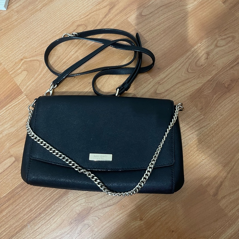 Kate Spade Black with gold hardware crossbody / clutch